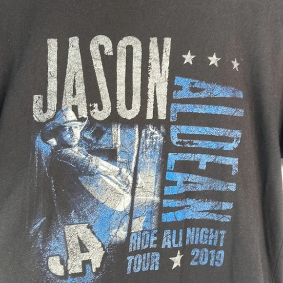 JASON ALDEAN Ride All Night 2019 Concert Tee Black Graphic Short Sleeve Size M - Picture 3 of 10